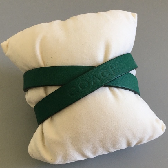 Coach Jewelry - COACH Leather Double Wrap Strap Bracelet- Jade